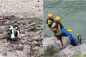 देवप्रयाग: चंडीगढ़ से रुद्रप्रयाग जा रही हरियाणा नंबर की कार अनियंत्रित होकर गहरी खाई में गिरी, दो मौतें